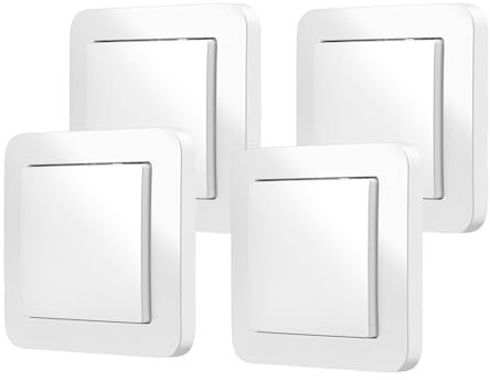 Bosch Smart Home Interruttore a parete per attuatori smart, integrazione salvaspazio nelle scatole a parete, per controllo luci/tapparelle II, relè o dimmer, confezione da 4