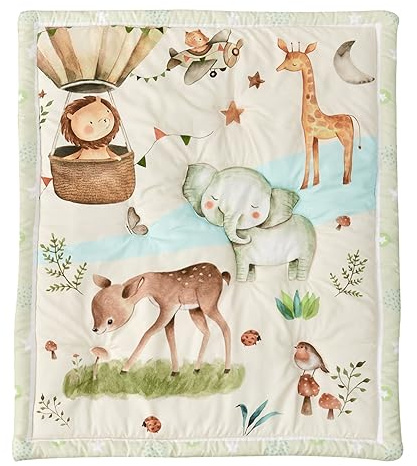 beeweed Animal Themed Baby Toddler Blanket Quilt Cot Comforter Crib Baby Quilts for Boys and Girls Nursery Bed Throw Blanket 84x107cm, Lion, Giraffe, Elephant, Sika deer, Suitable for All Season
