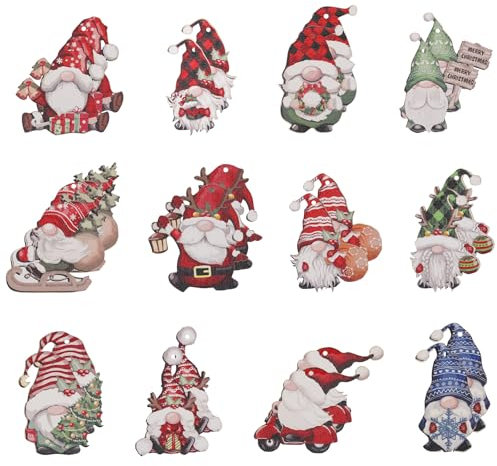 24 Teiliger Weihnachtsbaumschmuck, Weihnachtsbaum Hängeornament Niedlicher Holzschmuck für den Weihnachtsbaum als Weihnachtsfeier Dekoration zu Hause (Weihnachtszwerg)