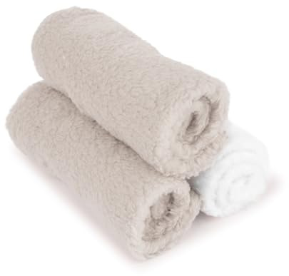 D.A.Y. Republic 3 panni in microfibra per bambini, 28 x 28 cm, riutilizzabili, lavabili, asciutti, inodori, confezione multipla, blu e bianco, ideali per mani e viso, colore: grigio