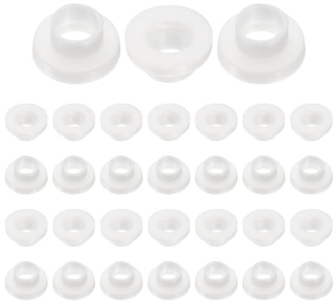 sourcing map 60pcs Flanged Sleeve Bearings Plastic Bushings ID 3mm x OD 3.6mm x Length 2.8mm Nylon Bushings, White