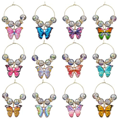 WEWAYSMILE 9-30 Pcs Wine Glass Charms Wine Charms for Stem Glasses for Drink Glass Tags for Cocktail Tasting Party Favors Supplies Goblet Glass Charm