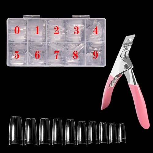 500 Pezzi Unghie Finte Corte in Gel, Acrilico Unghie Finte Naturale Unghie Tips Set, 10 Taglie Punte per Unghie Finte, Copertura Completa Punte per Unghie, per Unghie Finte Per La Nail Art