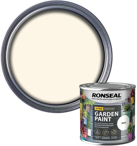 AOC24 Garden Fence Paint 250ml – Multi-Surface Exterior Paint for Wood, Brick, Metal, Stone & Terracotta – Waterproof, Resists Fading, Matt Finish for Sheds, Fences, Garden Furniture Paint Daisy