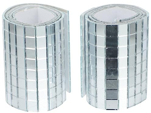 ZTZTZ Glasmosaikfliesen, 2 Rollen, Glasspiegel-Mosaikaufkleber, DIY-Heimdekoration, 1464 Stück, Selbstklebende Wandmosaikaufkleber, Silber, 4 x 30 cm