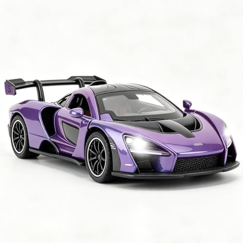 BGHSCA 1/32 McLaren Senna Super Sports Diecast-Modellauto, Spielzeugfahrzeug aus Zinklegierung mit Sound und Licht für Kinder, Jungen und Mädchen ab 3 Jahren, Geschenk, lila