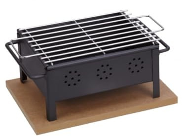 Barbacoa sobremesa de acero inoxidable 25x20cm, ideal para asar y cocinar a la parrilla en exteriores y eventos.