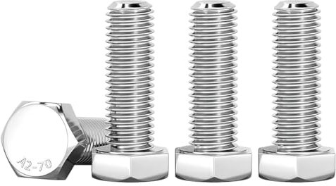 Drenky Bulloni Esagonali M6 x 20mm, 10 Pezzi Acciaio Inossidabile A2 V2A Vite a Testa Esagonale Argento DIN 933 Alta Resistenza Filettatura Completa Bullone Inox M6