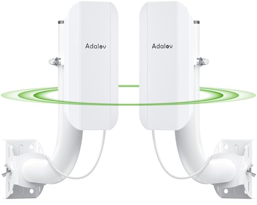 CPE362 Gigabit Outdoor Wireless Bridge with Bracket Mounts, 5.8G 3KM Point-to-Point WiFi Bridge,IP65 Waterproof, 48V PoE, Extend Network to Camera/Outbuilding/Barn/Garage/Workshop/Shed,Plug and Play