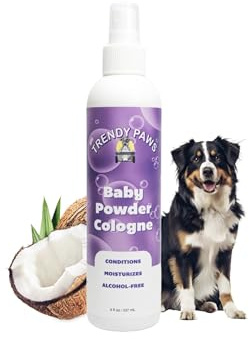 Trendy Paws Baby Powder Cologne. Naturally-Derived Baby Power Sent for Dogs Made with Coconut and Palm