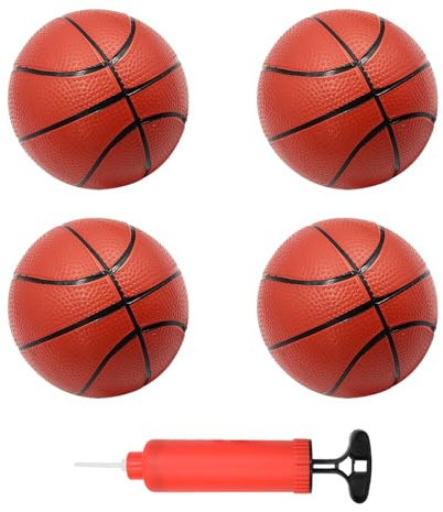 Coriver Set med 4 små basketbollar för barn, uppblåsbar mini-basketset med pump, liten strandboll för tonåringar, sportspel för inomhus- och utomhusbruk