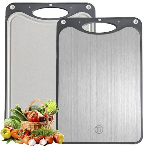 YESTREE Tabla de Cortar de Titanio Puro, Doble Cara, Antiadherente, Duradera, Fácil de Limpiar, Grado Alimenticio