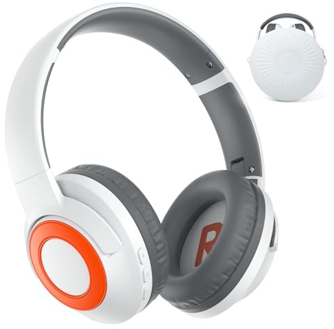 TONOSHARK Kids Headphones Wireless Lightweight, Active Noise Cancelling Headphones for Kids, 60h Playtime, Foldable Bluetooth Over-Ear Headset for Home/School/Travel - Includes Portable Case (White)