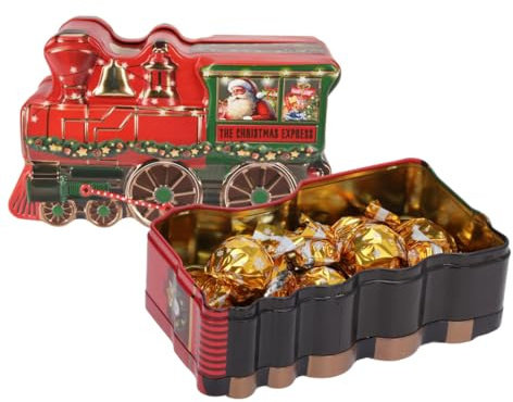 Christmas Chocolate - Christmas Train Tin With Assorted Foiled Chocolates, Advent Sweets For Kids, Individually Wrapped, Chocolate Gift Box, Xmas Sweets Mix Chocolate Coins, Santa