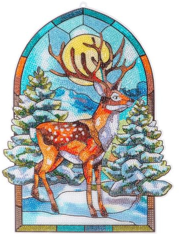 Idéer mit Herz Diamond-Painting-fönsterbild | Glaskonstutseende | dekoration och gör-det-själv | material: PET (horsch i skogen)
