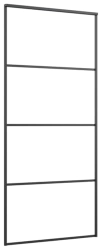 CIOURSTO Schiebetür Glas Schiebetür, Rahmen aus Aluminiumlegierung, Glasschiebetür mit Tür Glastür, Leiser Schalter, Glasdicke 5 mm (90 x 205 cm)