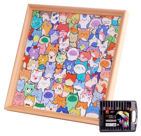 Puzzle de chat - Cadre photo puzzle de chat à peindre soi-même - Design animal de collection | Puzzle d'art de chat pour filles, adolescents, femmes, maison, armoire de table, cheminée, café, lusti
