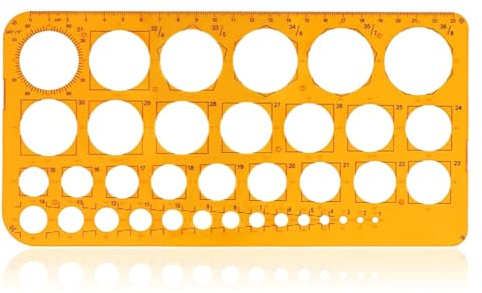 Kreisschablone Set 1 Stück, Quilling Schablone, Zeichenhilfen Lineal für Büro und Schule Bau Schalung Zeichnungen Vorlagen(Transparent Orange)