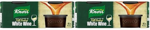 Knorr White Wine Stock Pots Gluten-Free Stock with no Artificial Colours to add a Rich White Wine Flavour to Your Dishes 4X 26 g (Pack of 2)