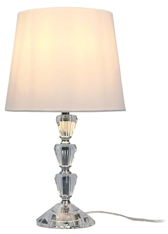 Relaxdays Lampada da Tavolo, Base in Vetro e Paralume in Tessuto, E27, H x D: 40,5 x 23 cm, Design
