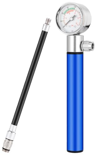 TOYZFRIENDY Bomba de Aire Manual para Neumáticos de Bicicleta y Balones Deportivas con Manómetro, Bomba de Aluminio Ligera y Portátil, Inflador para Balones de Fútbol, Baloncesto y Voleibol,