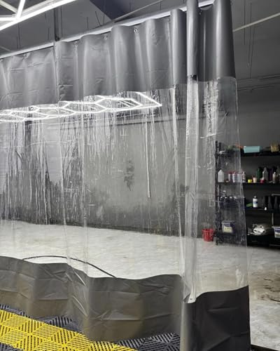 Tenda divisoria Trasparente per Garage con Binario, divisorio in Vinile Trasparente per Aree di Lavoro, Telo Industriale Isolato, Resistente (L3,5xA1,5 m/11,2x5 Piedi)