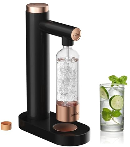 HOMELUX Wassersprudler, Soda Maker mit 1L PET-Wasserflasche BPA frei | Mit luftdichtem Deckel, Wasser Sprudel GeräT, Zum Sprudeln Von Leitungswasser, kompatibel mit 60L CO2-Zylindern,Schwarz