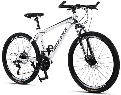 28/26 Zoll Herren Mountainbike MTB 21 Gang Shimano Schaltung Stahl Diamantrahmen 45 cm Federgabel Scheibenbremsen Hardtail Fahrrad für Erwachsene (Blau/Weiß)