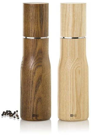 AdHoc MP850 manuelle Salzmühle und Pfeffermühle LEVO im Set | langlebiges Keramik Mahlwerk & edler Holzkorpus | Mahlergebnis fein bis grob | simple Bedienung & elegantes, modernes Design