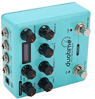 Stylebest Dual Delay-effektpedal med äkta Stereofördröjning och 40 Sekunders Loop för Elgitarrspelare i Kompakt Metalldesign