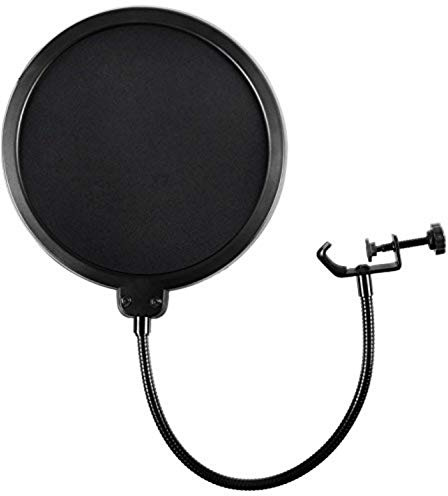 Microphone Pop Filter For Blue Yeti and Any Other Microphone Dual Layered Wind Pop Screen With Flexible 360° Gooseneck Clip Stabilizing Arm By