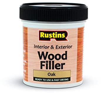 Rustins AWOOO250 Acrylic Wood Filler, Oak, 400g - Multi-Purpose Wood Repair Compound for Cracks, Gaps, & Surface Imperfections – Quick-Drying, Sandable, & Paintable for Interior & Exterior Use