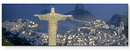 Paul Sinus Art Leinwandbilder | Bilder Leinwand 120x40cm Christus Statue in Rio de Janeiro