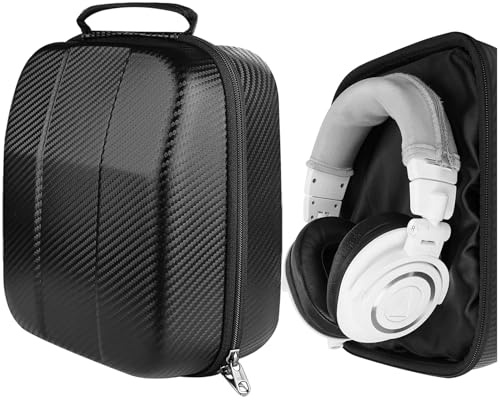 Geekria Shield Headphones Case for Over-Ear Headphones, Replacement Hard Shell Travel Carrying Bag with Cable Storage, Compatible with HiFiMAN SHANGRI-LA jr, Deva-Pro, DEVA Headsets (Black)