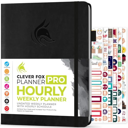 Clever Fox Planner PRO Schedule – Undated Weekly & Monthly Life Organizer with Time Slots & Daily Appointment Book, A4 (Black)