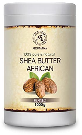 Sheabutter Raffiniert 1000g - Butyrospermum Parkii - Karité Bodybutter - Körperbutter - Shea Butter für Sehr Trockene Haut - Haarkur - Hautpflege - Nägelpflege - Handpflege - Massage