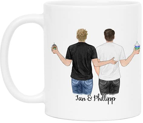 Kiddle-Design Schwules Paar Tasse Personalisiert mit Namen LGBT Pärchen Brautpaar Geschenk Beste Freunde Individuelle Kaffeetasse