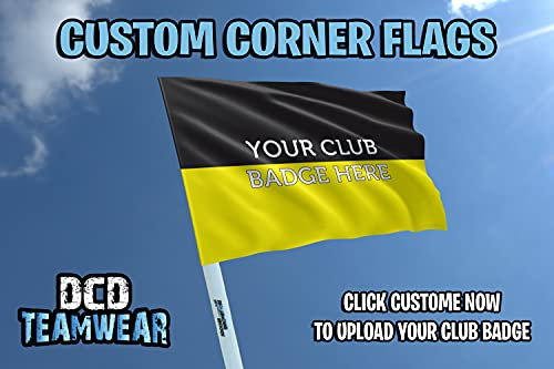 Yellow and black personalised football corner flags customised with your team logo (Set of 4 flags) (4 Flags and Poles)