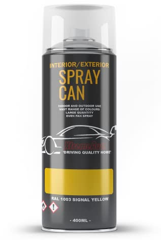 Xtremeauto Spray Paint Finish For Indoor And Outdoor Use Garden Cars Home Kitchen Bathroom Furniture Art Craft Bikes Radiators Metal Wood Plastic Glass UPVC Stone PVC RAL 1003 Signal yellow