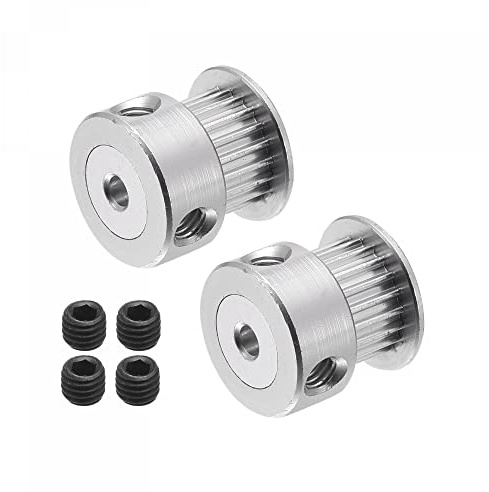 sourcing map 20 Zähne 3mm Bohrung Zahnrad Aluminium Synchronrad 2 Stück | Silber für 3D Drucker Gürtel CNC Maschine