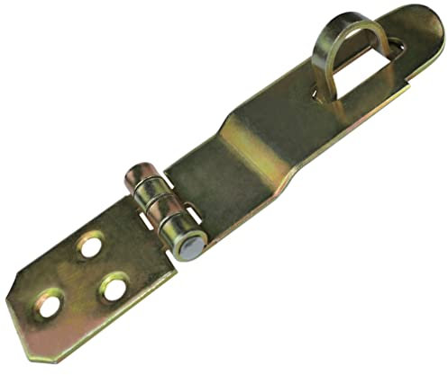 AERZETIX - C58786 - Cerniera di chiusura con occhiello a lucchetto 76x32x24.5x1.5mm - serratura chiavistello per porta, persiana, cantina, soffitta - in acciaio zincato giallo - chiusura per scatola