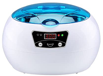 Pulitore ad ultrasuoni Portatile Pulitore ad ultrasuoni per Gioielli, Serbatoio 304 SUS con 5 Timer digitali, Macchina ad ultrasuoni per Gioielli, Occhiali, Protesi, Orologi, Bianc