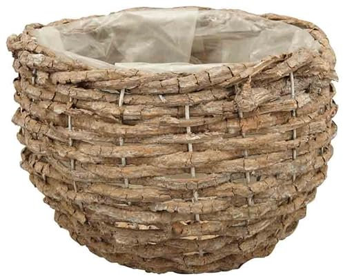 KUHEIGA Pflanzkorb aus Rattan in 2 versch. Größen mit oder ohne Henkel
