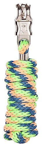 Merauno® Führstrick für Pferd - Anbindestrick in verschiedenen stylischen Designs, Führleine, Anbindeseil Pony, Esel, Ziege mit Panikhaken (See Blau, Panikhaken)