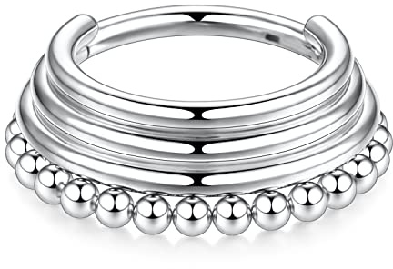 hengkaixuan 16G Nasenringe 316L Chirurgischer Stahl Septum Ohrmanschette Helix Clicker Klappring Muschel Daith Helix Unisex Creolen Septum Piercing Schmuck