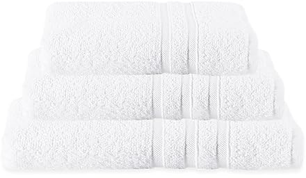 SaRani Asciugamani Bagno Hotellerie Hotel Bianco Spugna di Cotone Ospite Viso Telo (Tris (Telo + Media + Piccola))