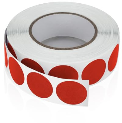 Meitaat Runde Aufkleber 19mm Rot Selbstklebend Kleine Klebepunkte | Etiketten, Farbkodierung, Kreise Sticker, Wetterfest, Rolle 1000 Stück