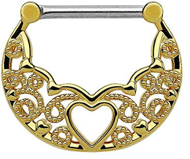 Taffstyle Clicker Piercing Ring Schild Barbell Nasenring Nippel Horseshoe Kugel Perle Septum Brust Nase Ohr Intim Intimpiercing Augenbraue Herz Gold