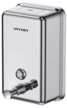 anydry Seifenspender zur Wandmontage, 1100 ml großes Fassungsvermögen, manueller Seifenspender aus Edelstahl Polieren AD1003