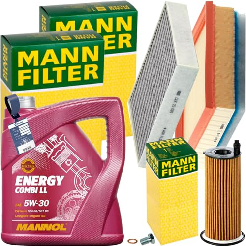 Mann Inspektionskit+5L Mannol 5W-30 Öl | C24024+CUK25001+HU6014/1Z+866.370.011+MN1801 passend für 1er F20 116-25d 3er F30
